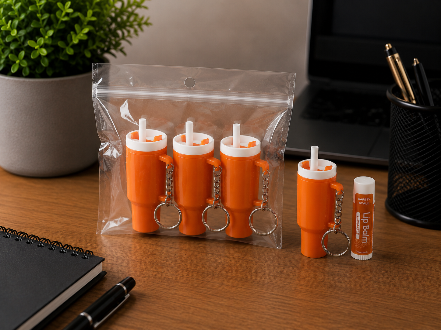 Mini Tumbler Lip Balm Holder Keychain – 3 Pack | Cute Portable Lip Balm Keychain Set
