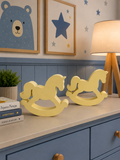 Rocking Horse Nursery Decor – Set of 2 | Wooden Look Decorative Horses for Baby Boy Room
