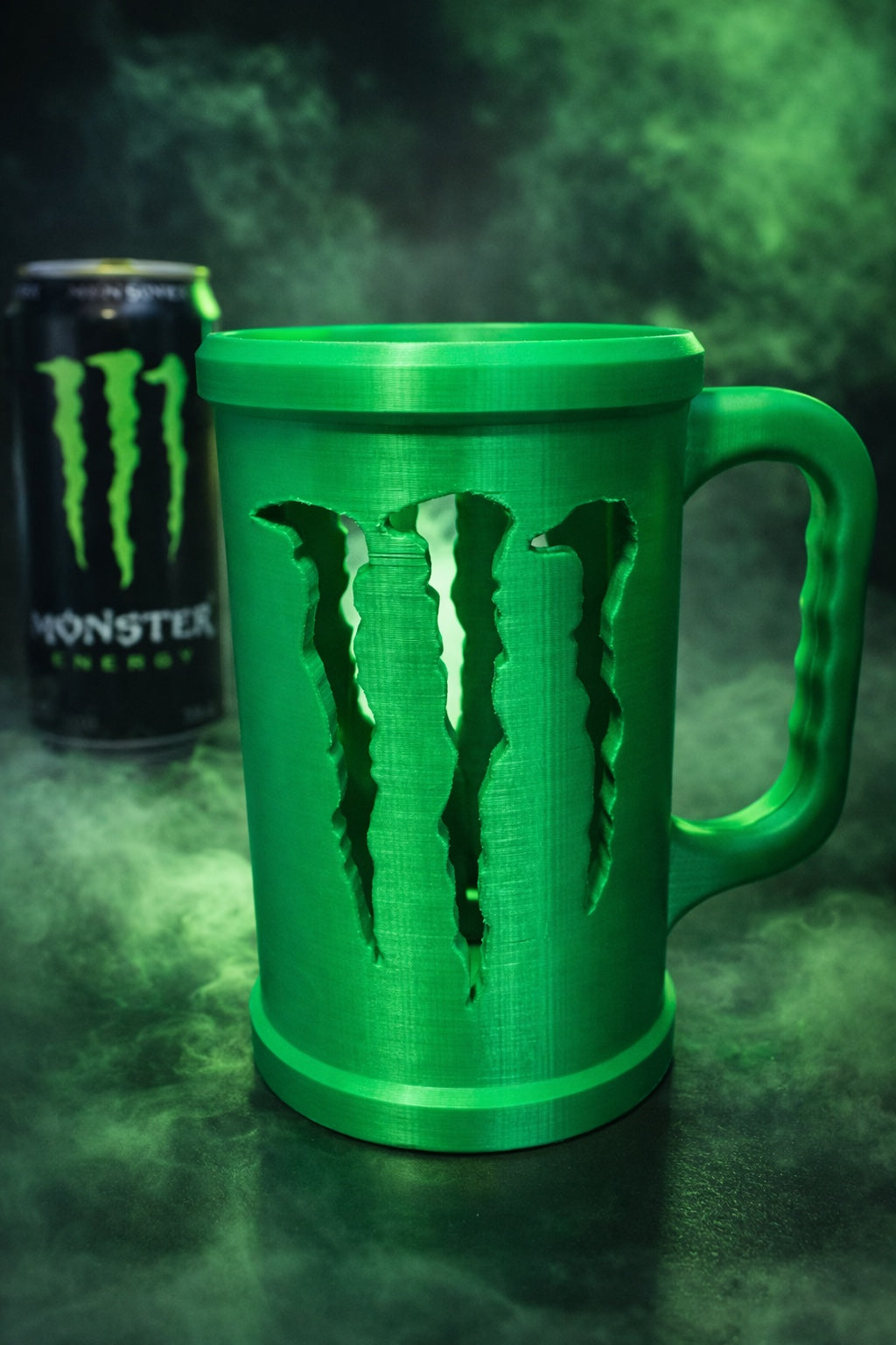 Monster-Inspired Energy Can Holder Mug – 3D Printed Energy Drink Sleeve | Custom Desk & Gaming Accessory