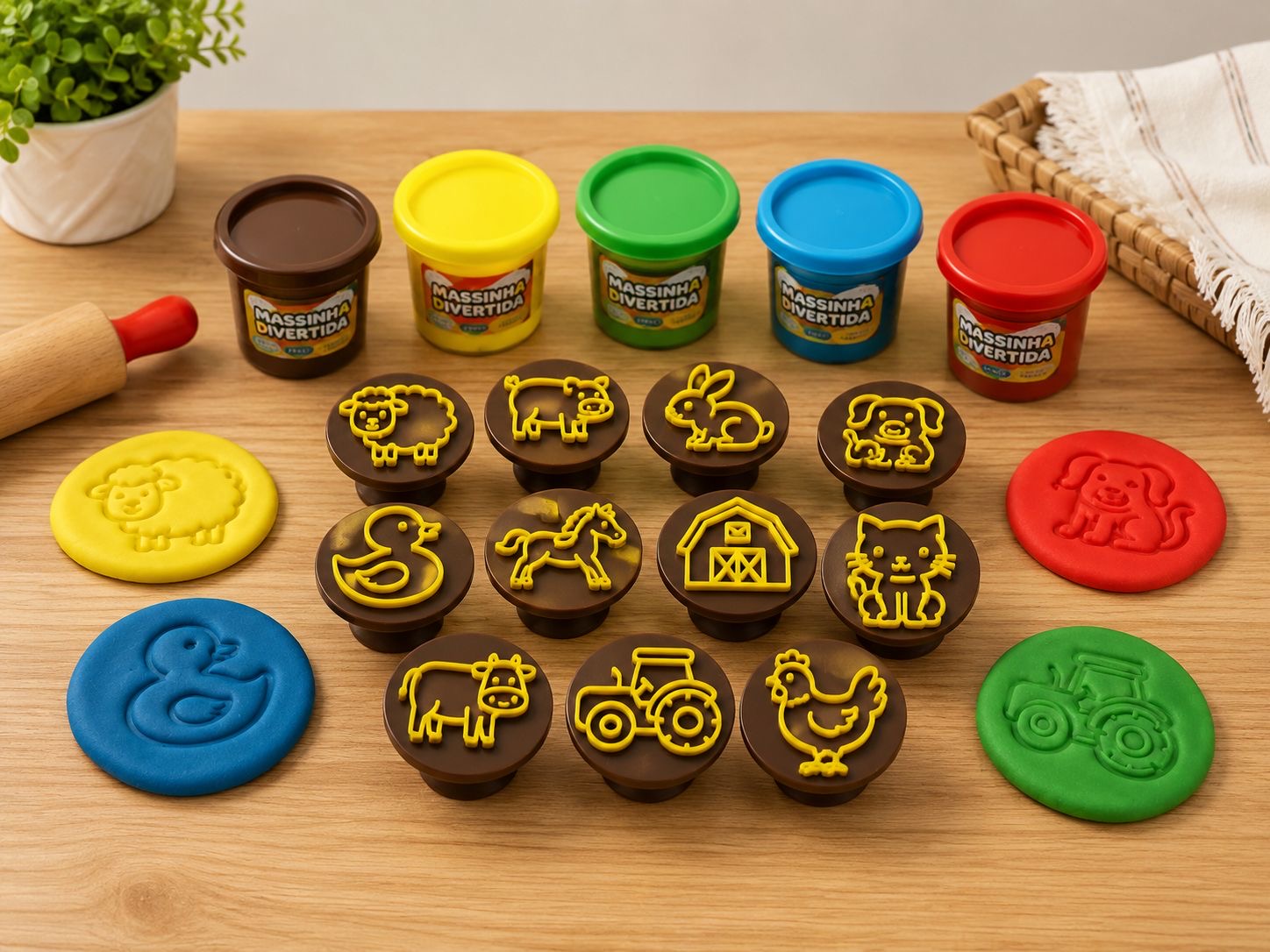 Farm Animal Stamp Set for Modeling Clay - 11 piece Set