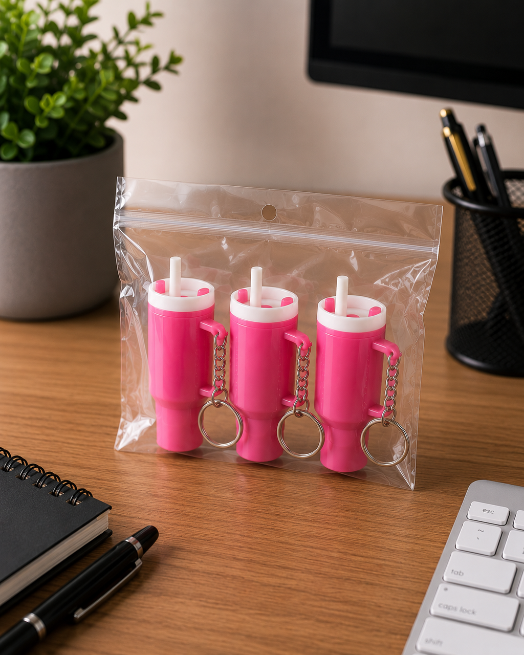 Mini Tumbler Lip Balm Holder Keychain – 3 Pack | Cute Portable Lip Balm Keychain Set