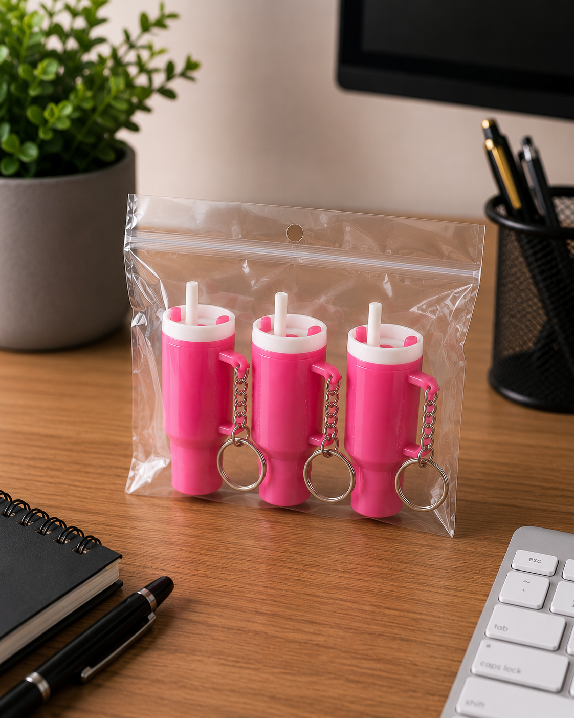 Mini Tumbler Lip Balm Holder Keychain – 3 Pack | Cute Portable Lip Balm Keychain Set