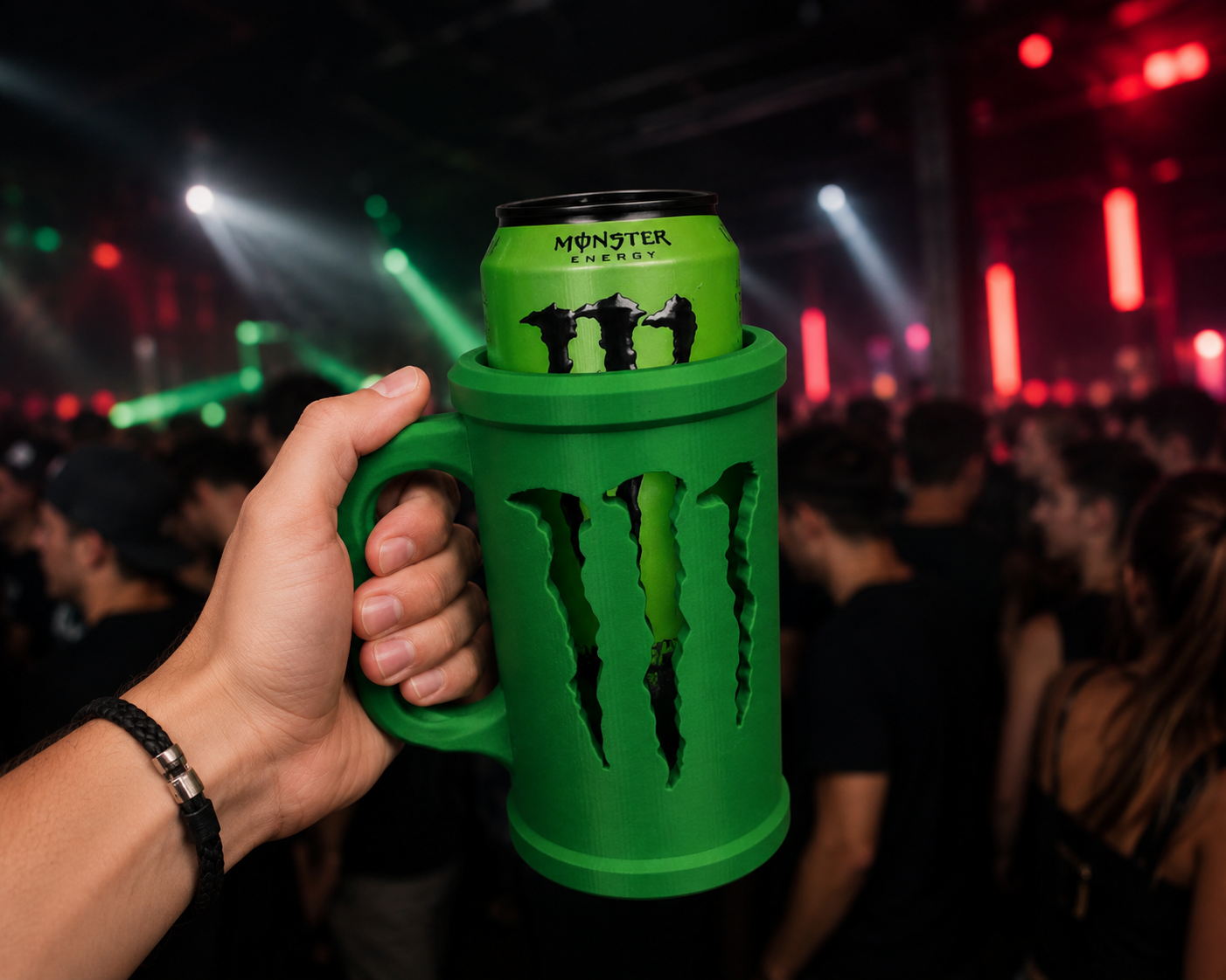 Monster-Inspired Energy Can Holder Mug – 3D Printed Energy Drink Sleeve | Custom Desk & Gaming Accessory