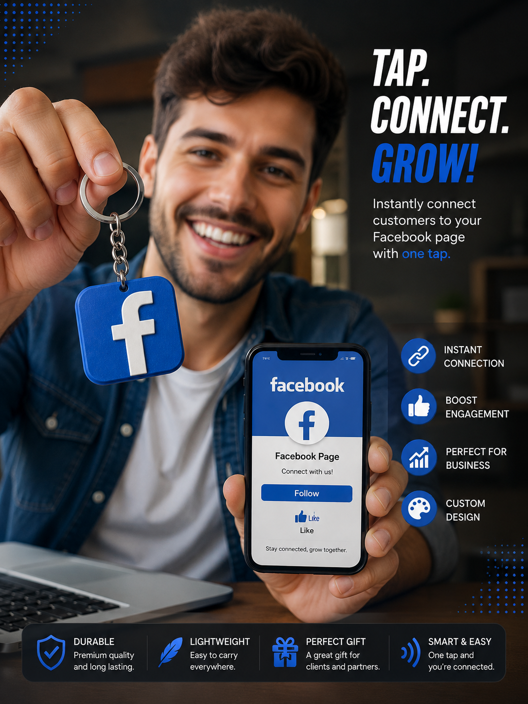 Facebook NFC Key Chain – Smart Social Media Keychain