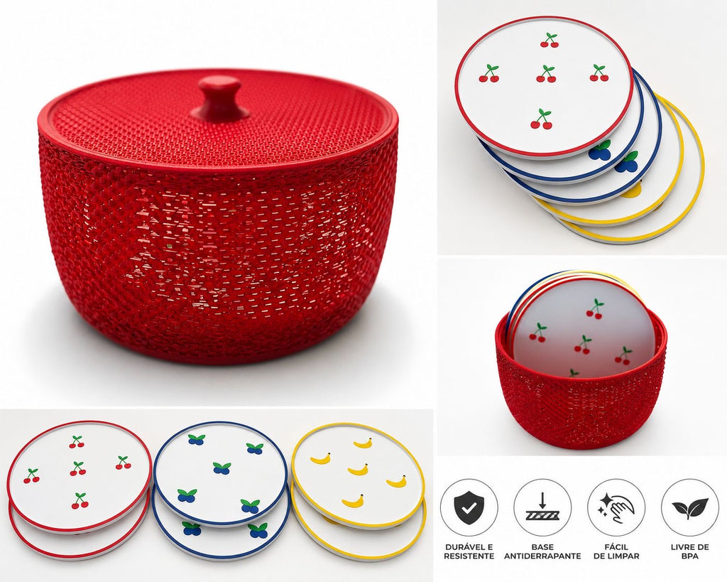 Italian Designer Dessert Plate Holder Basket with 6 Dessert Plates – Cipriani Inspired Luxury PLA Set