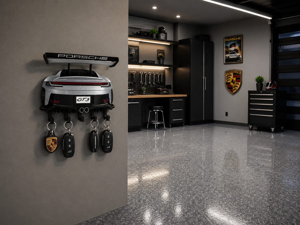 Porsche-Inspired GT3 Rear-End Key Holder | Wall Mounted Key Organizer | Automotive Enthusiast Gift