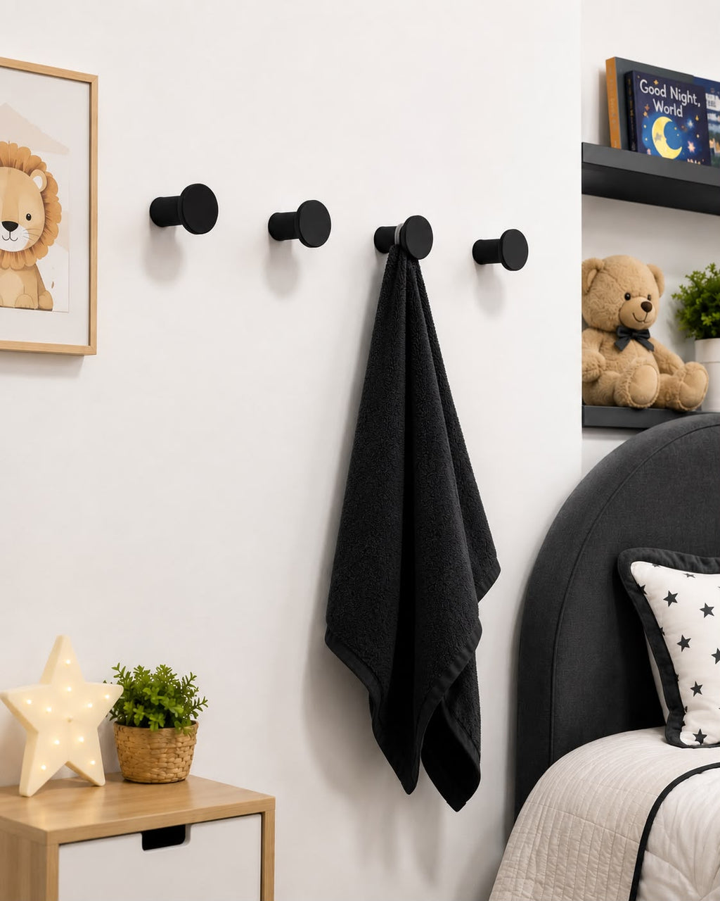 Set of 4 Modern Round Wall Hooks for Towels, Coats & Hats