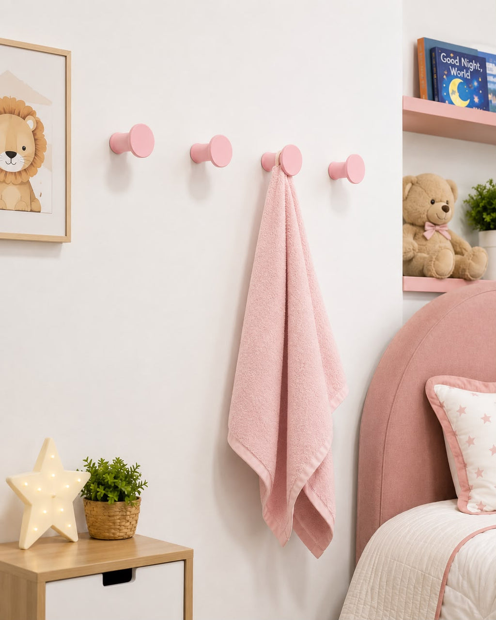 Set of 4 Modern Round Wall Hooks for Towels, Coats & Hats