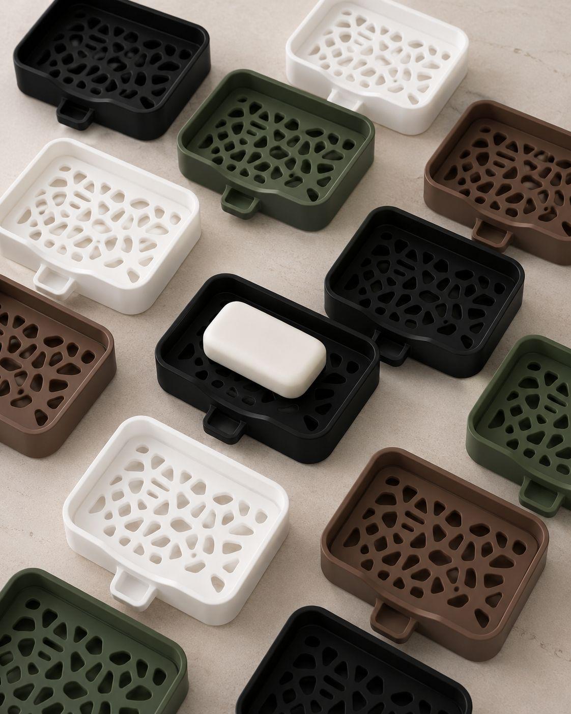 Modern Self-Draining Soap Dish – 3D Printed Bathroom Soap Holder