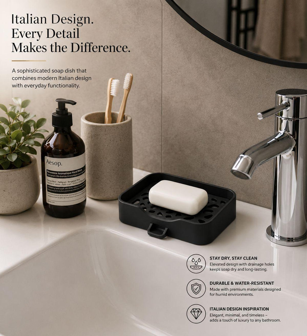 Modern Self-Draining Soap Dish – 3D Printed Bathroom Soap Holder