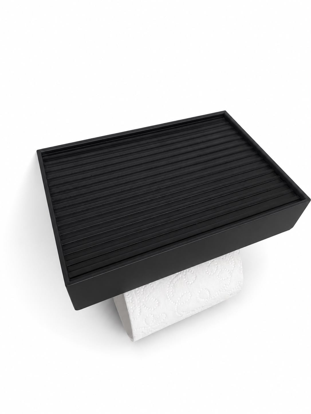 Wall Mounted Toilet Paper Holder with Shelf, Screw Mount, Black
