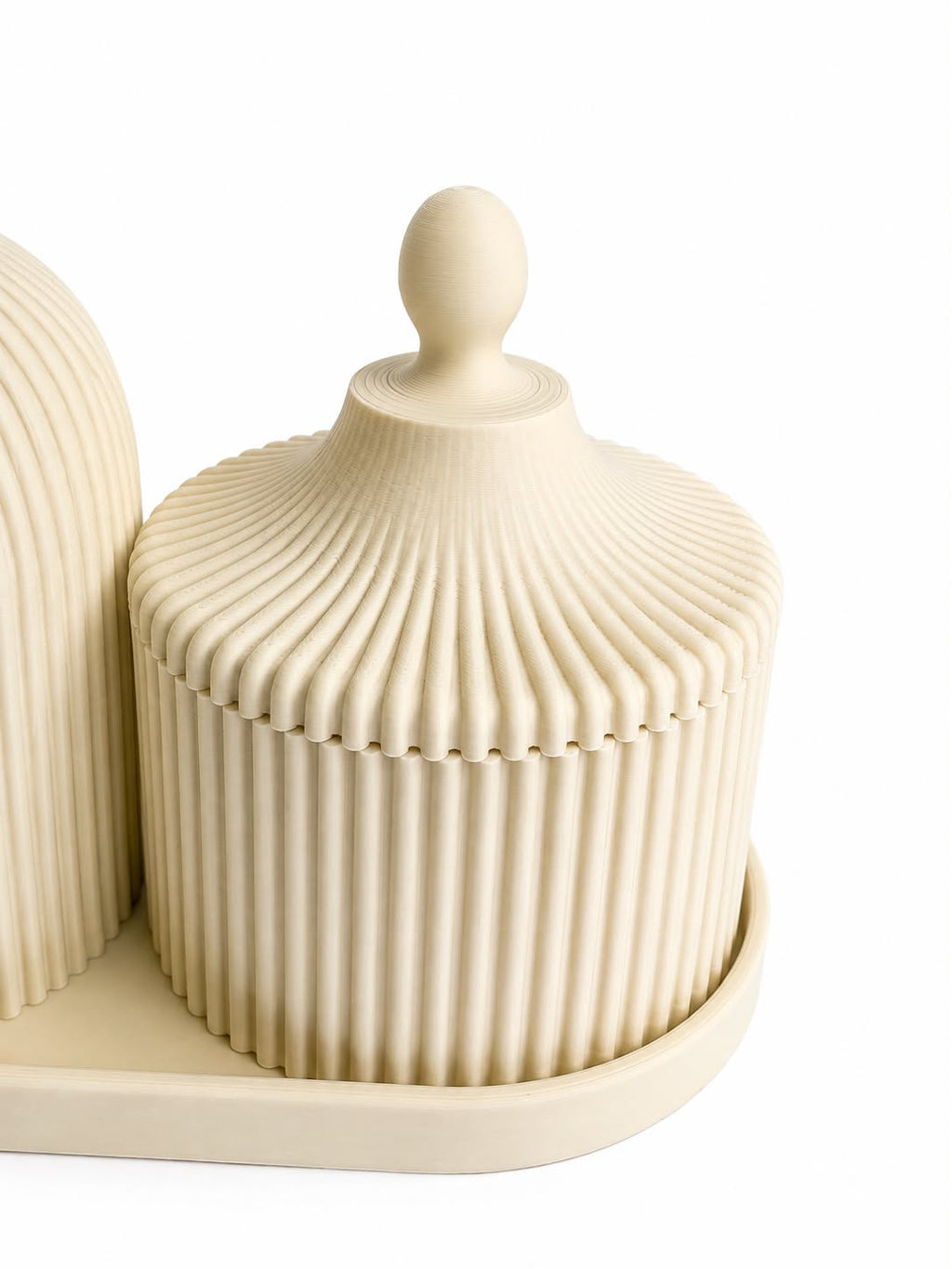 3-Piece Bathroom Vanity Organizer Set with Vase & Jar, Ivory