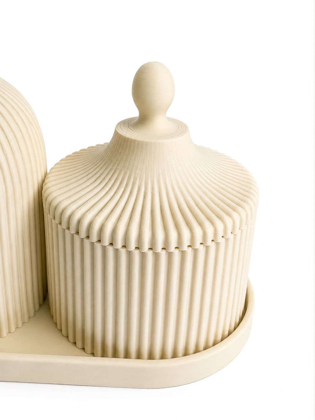 3-Piece Bathroom Vanity Organizer Set with Vase & Jar, Ivory