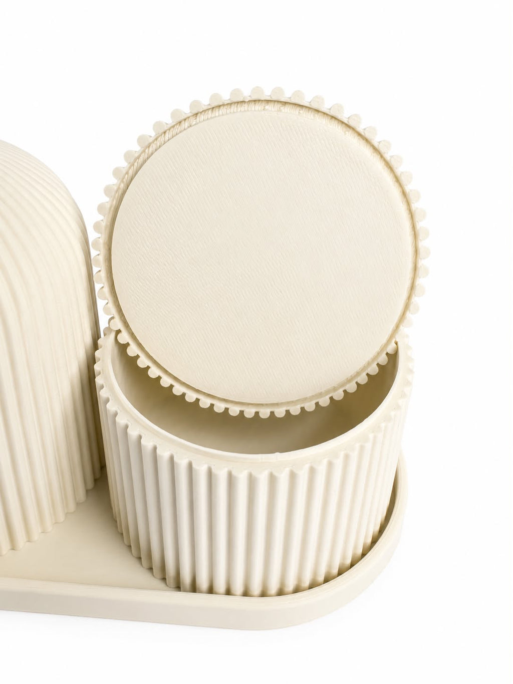 3-Piece Bathroom Vanity Organizer Set with Vase & Jar, Ivory
