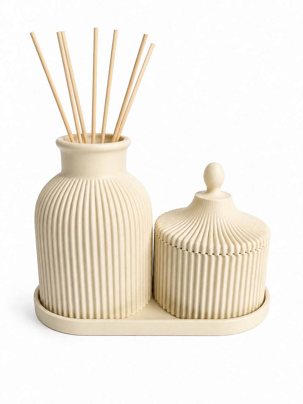 3-Piece Bathroom Vanity Organizer Set with Vase & Jar, Ivory