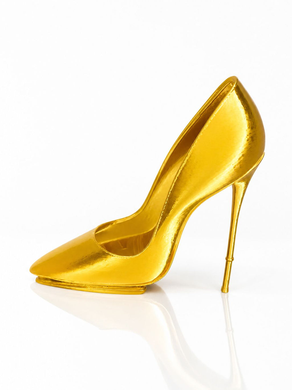 Gold High Heel Sculpture, 3D Printed Stiletto Home Decor