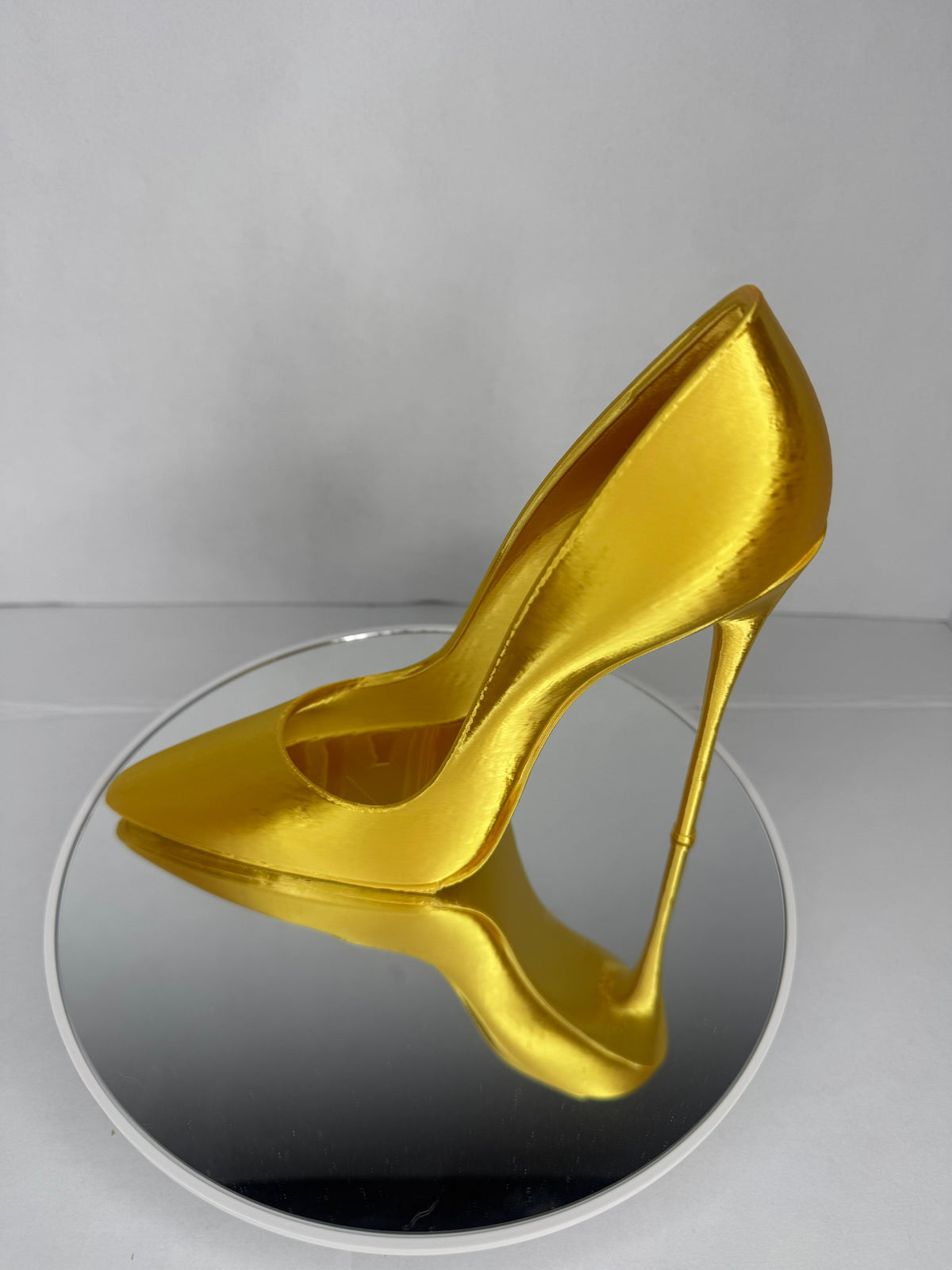 Gold High Heel Sculpture, 3D Printed Stiletto Home Decor