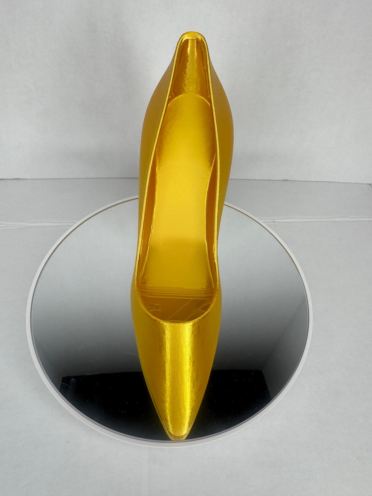 Gold High Heel Sculpture, 3D Printed Stiletto Home Decor