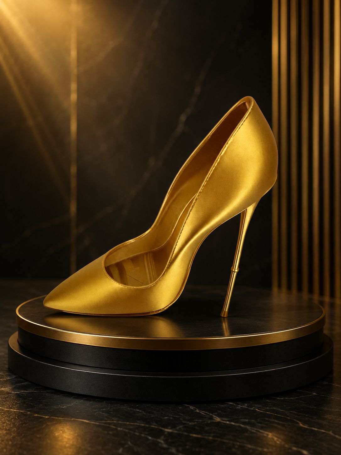 Gold High Heel Sculpture, 3D Printed Stiletto Home Decor