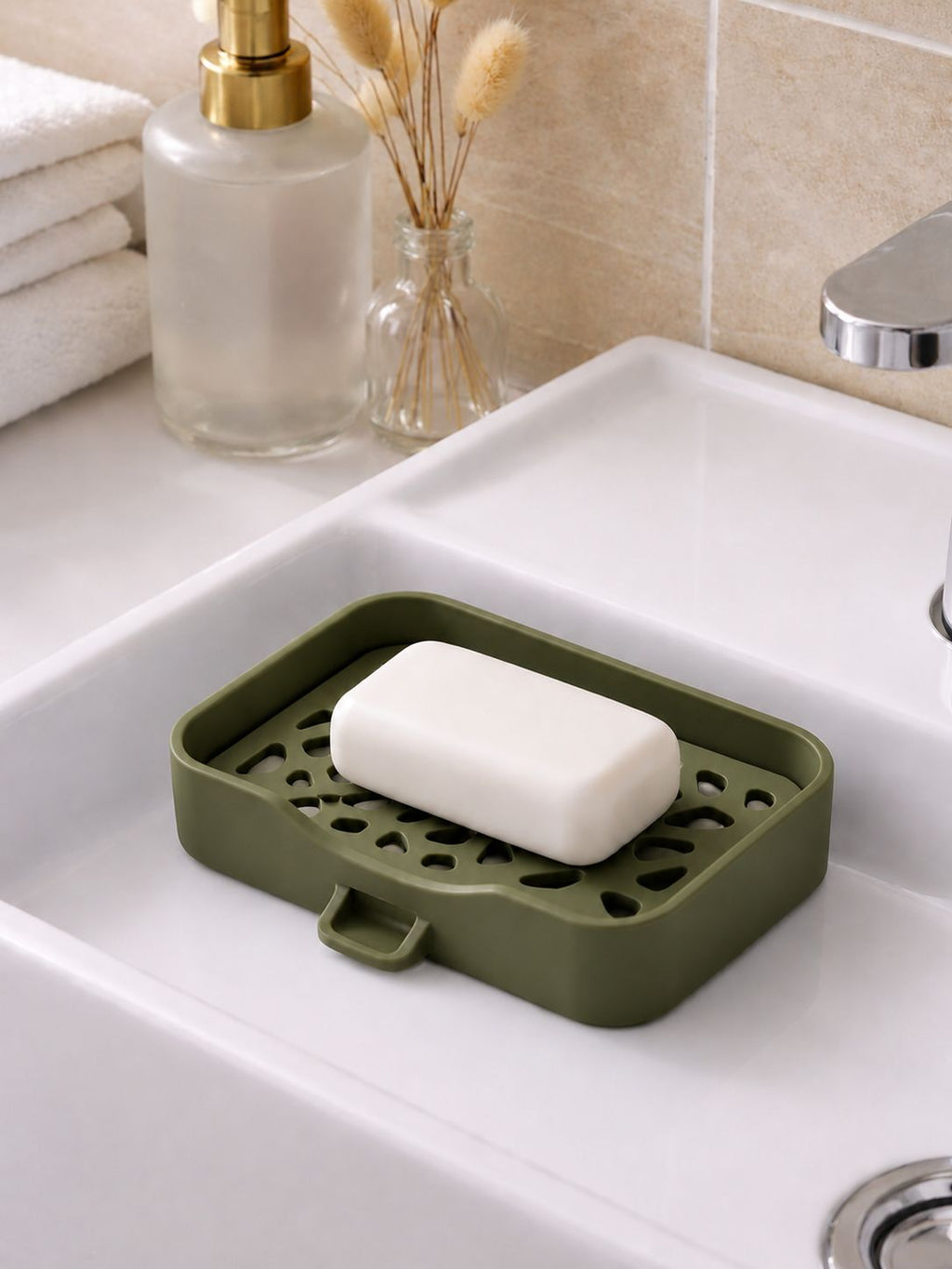 Modern Self-Draining Soap Dish – 3D Printed Bathroom Soap Holder