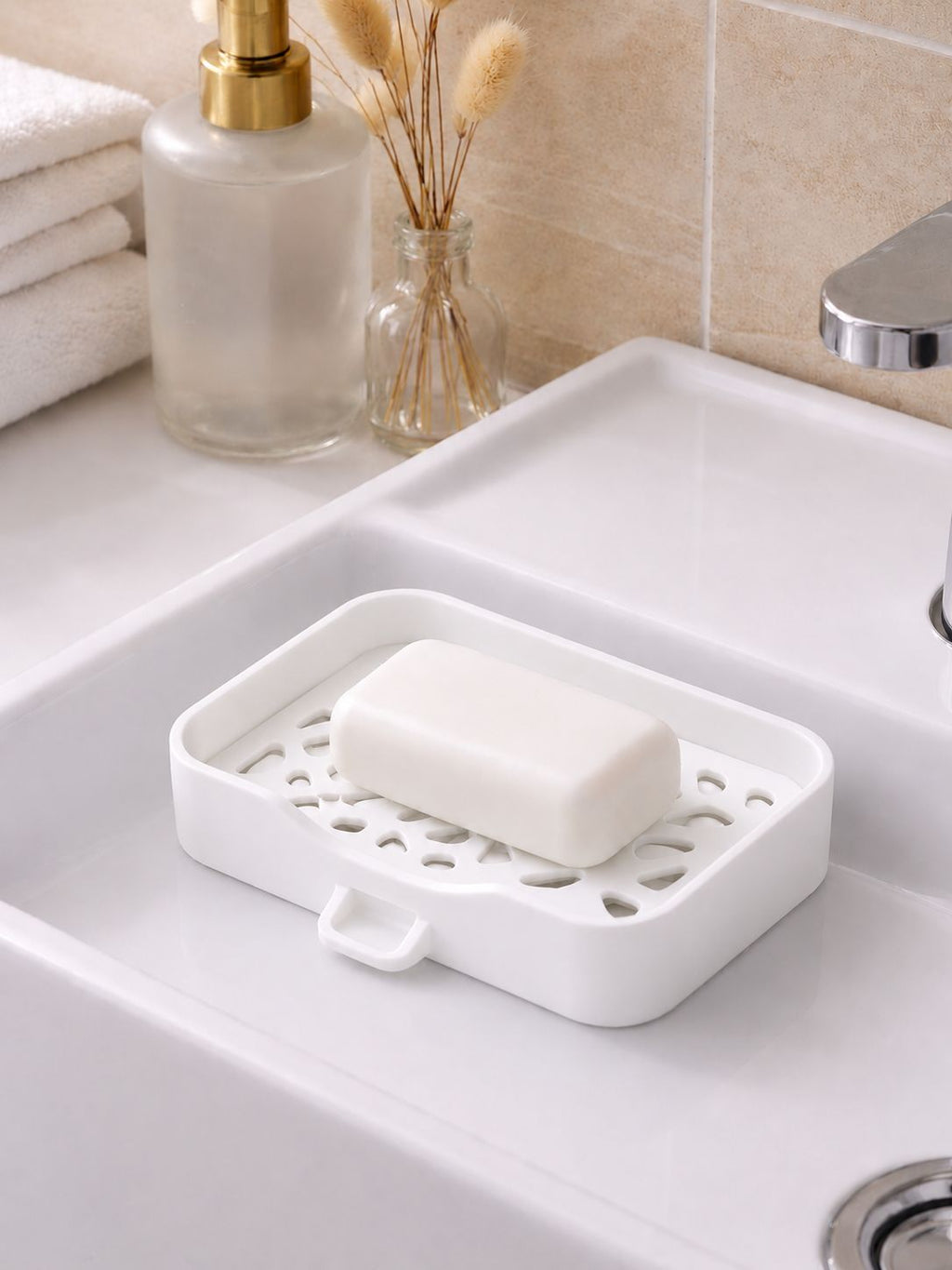 Modern Self-Draining Soap Dish – 3D Printed Bathroom Soap Holder