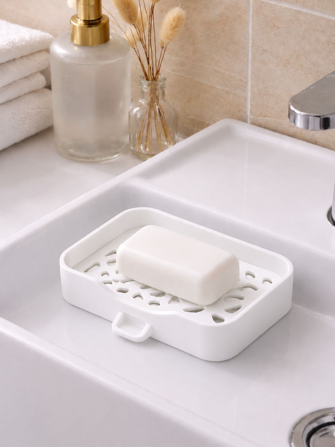 Modern Self-Draining Soap Dish – 3D Printed Bathroom Soap Holder