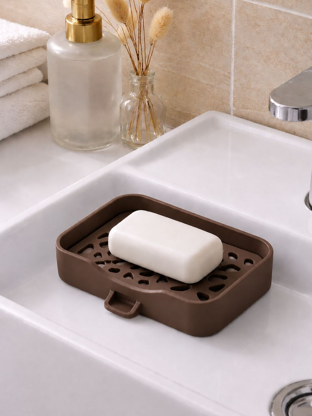 Modern Self-Draining Soap Dish – 3D Printed Bathroom Soap Holder