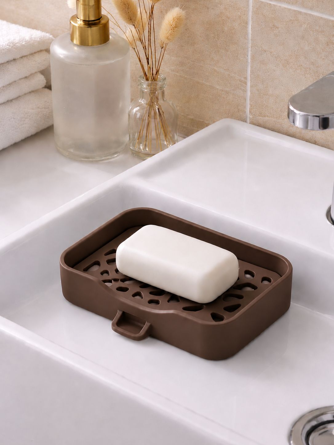 Modern Self-Draining Soap Dish – 3D Printed Bathroom Soap Holder