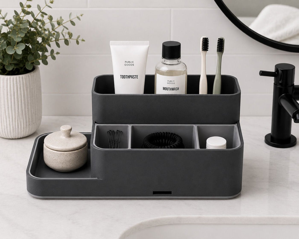 Cipriani™ Minimalist Bathroom Organizer – Luxury Italian Design Countertop Storage