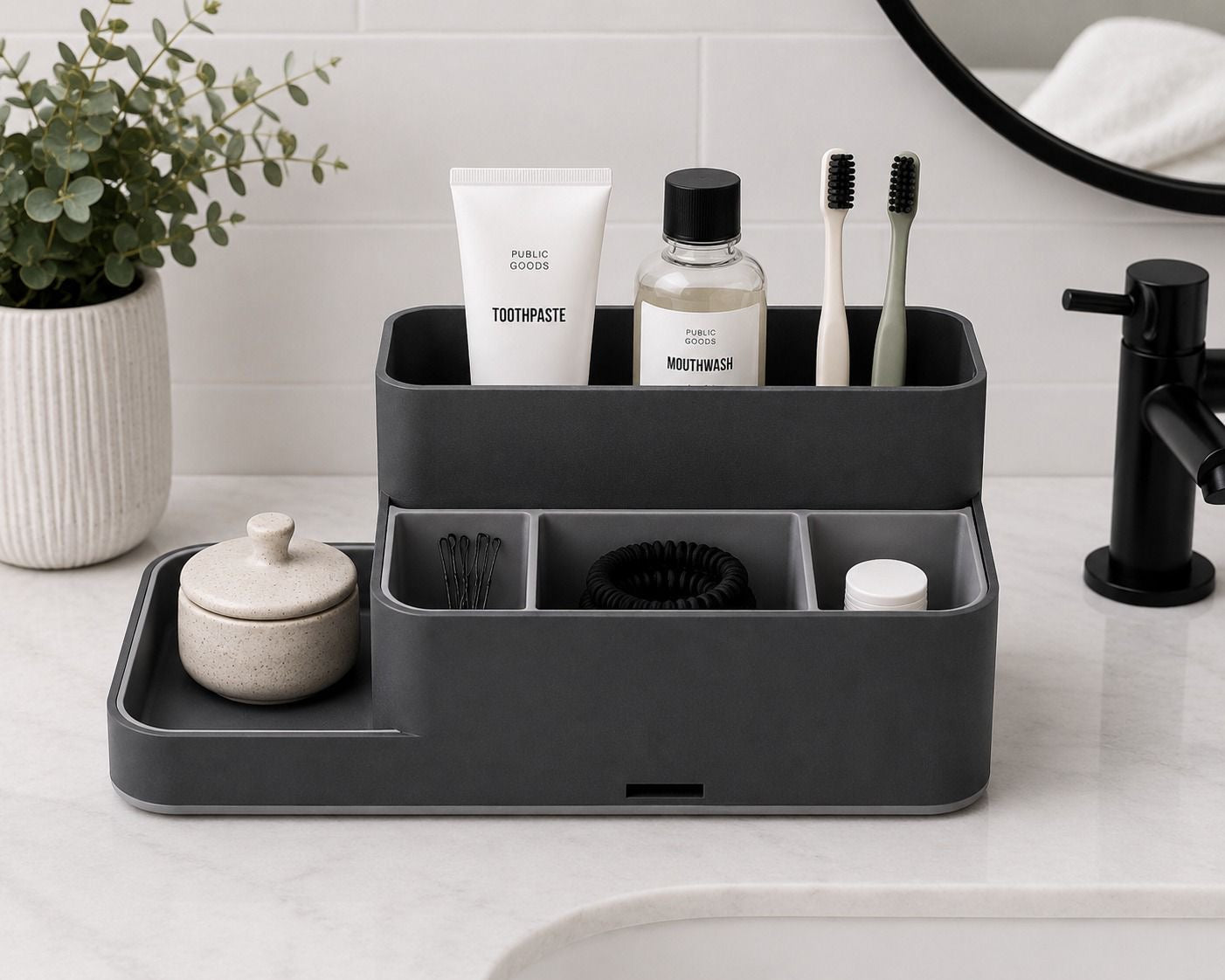 Cipriani™ Minimalist Bathroom Organizer – Luxury Italian Design Countertop Storage